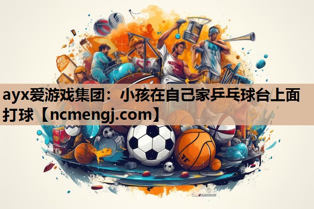 小孩在自己家乒乓球台上面打球